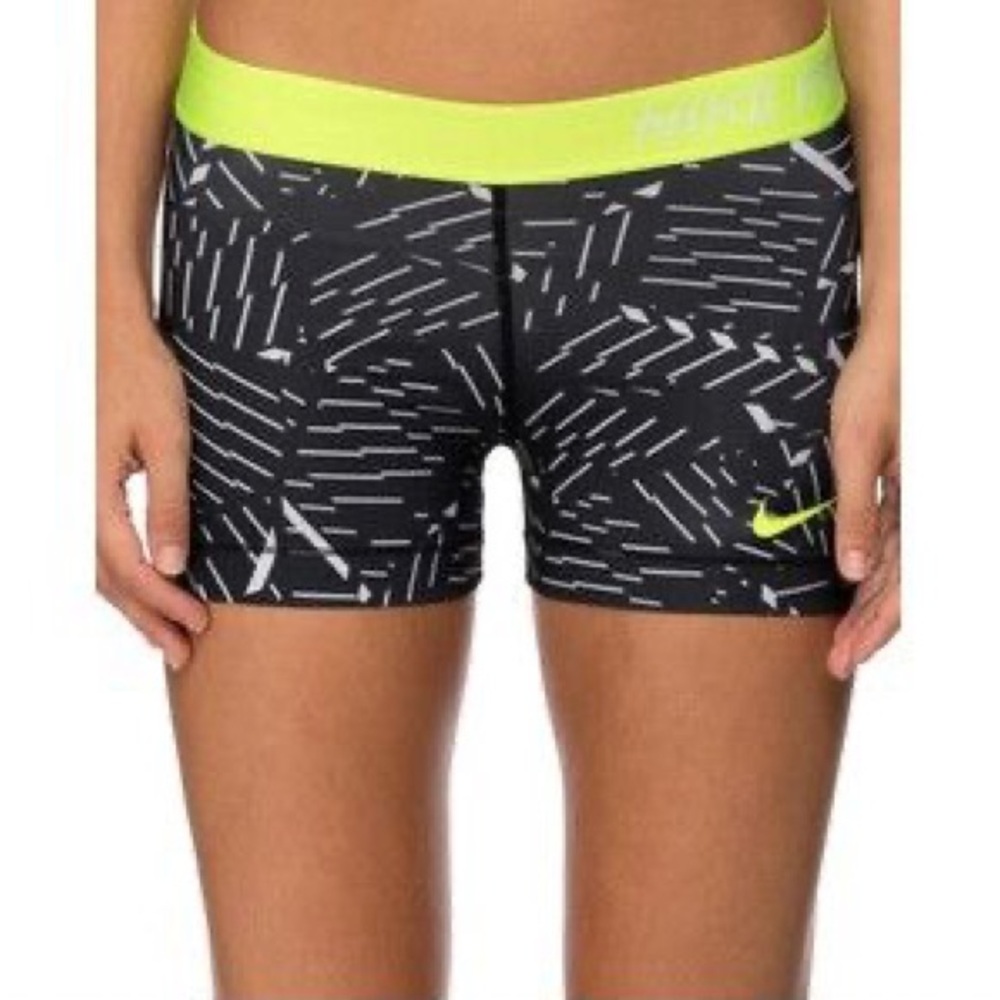 NIKE PRO 3" DRI-FIT BASH COMPRESSION SHORTS  (Black/White/Volt) NWT